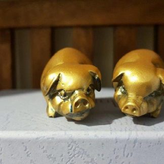 Gold Pig Statues Feng Shui ~Wealth & Comfort (pair)
