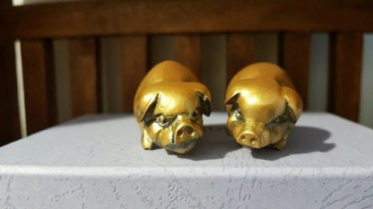 Gold Pig Statues Feng Shui ~Wealth & Comfort (pair)